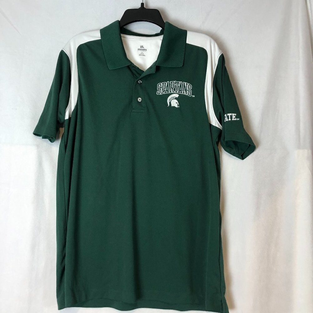 Men KA Knights Apparel Michigan State Spartans Polo Shirt Green SZ L.        MT